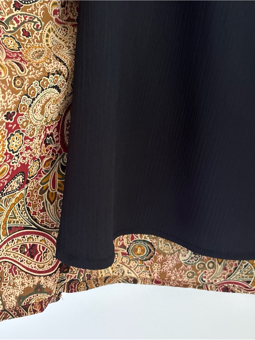 Notations Multicolor Paisley Button-Up Shirt Jacket — Red, Tan, Gold, Black - Picture 4 of 6
